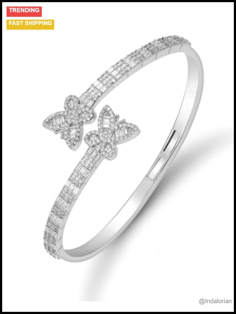 14k Gold Silver Plated CZ Baguette Cuff Bracelet for Women Hip Hop Style